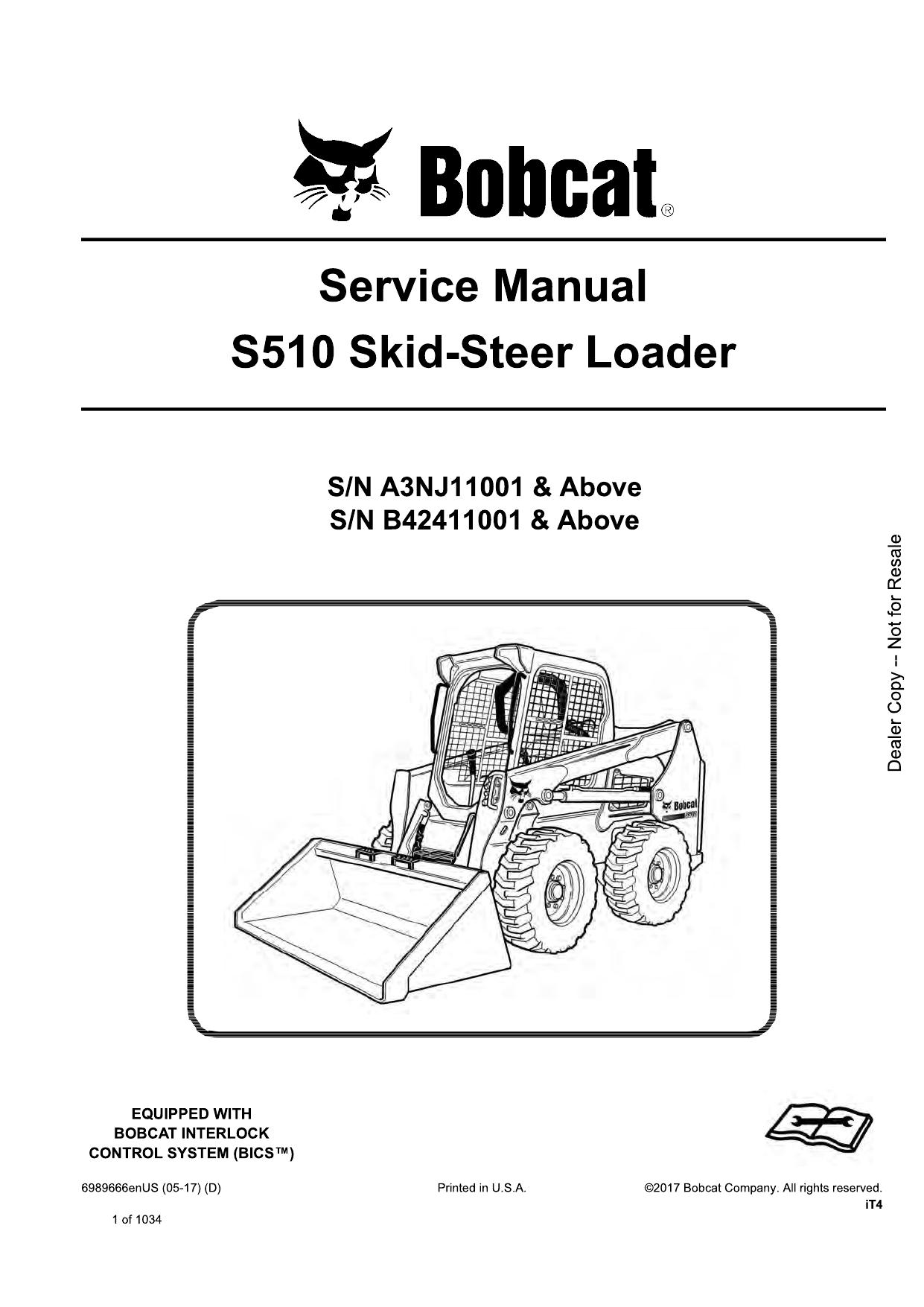 S510 Skid-Steer Loader Service Manual Bobcat